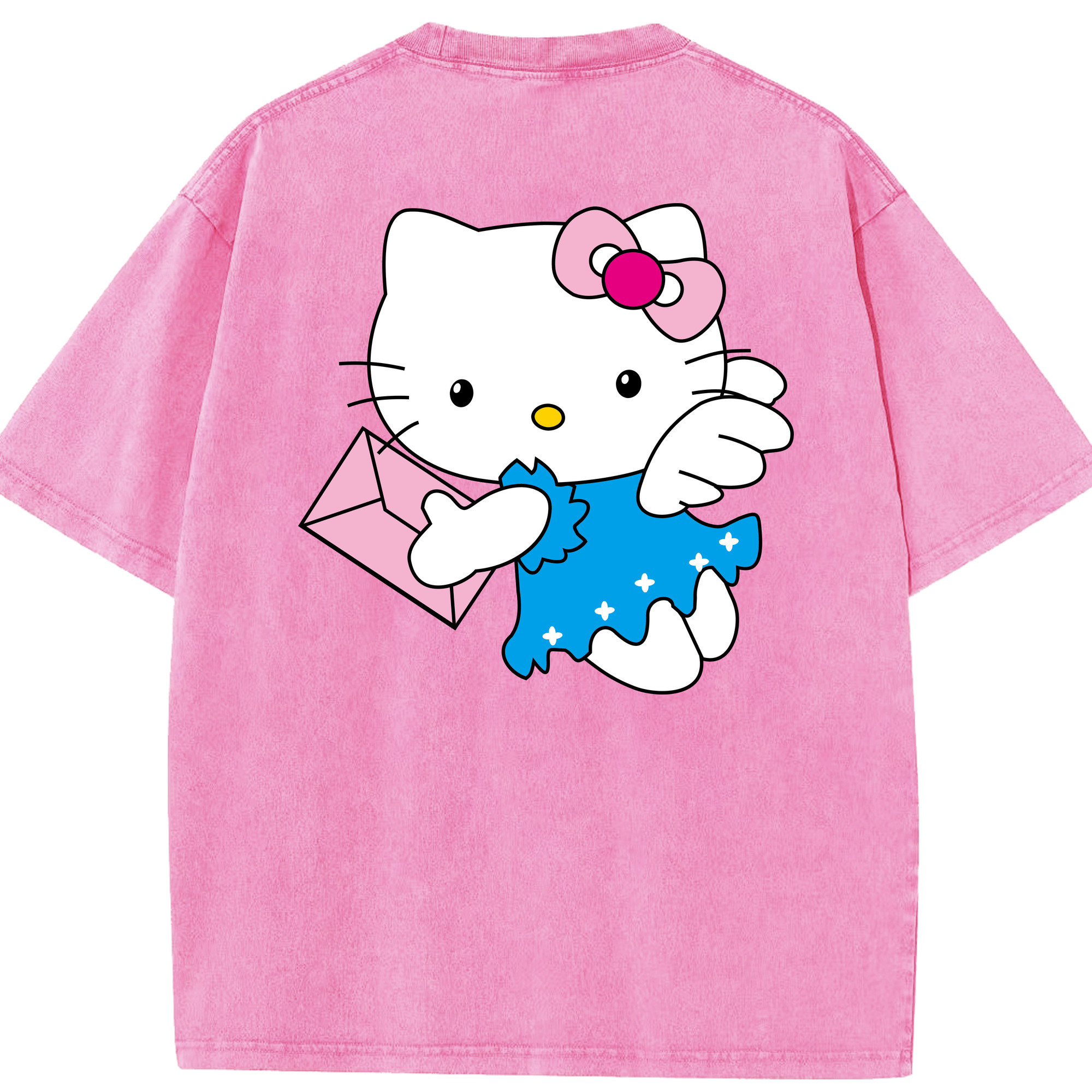 （画像用） Hello Kitty ハローキティ 綿100% ヴィンテージ風 半袖Tシャツ（背面プリント）